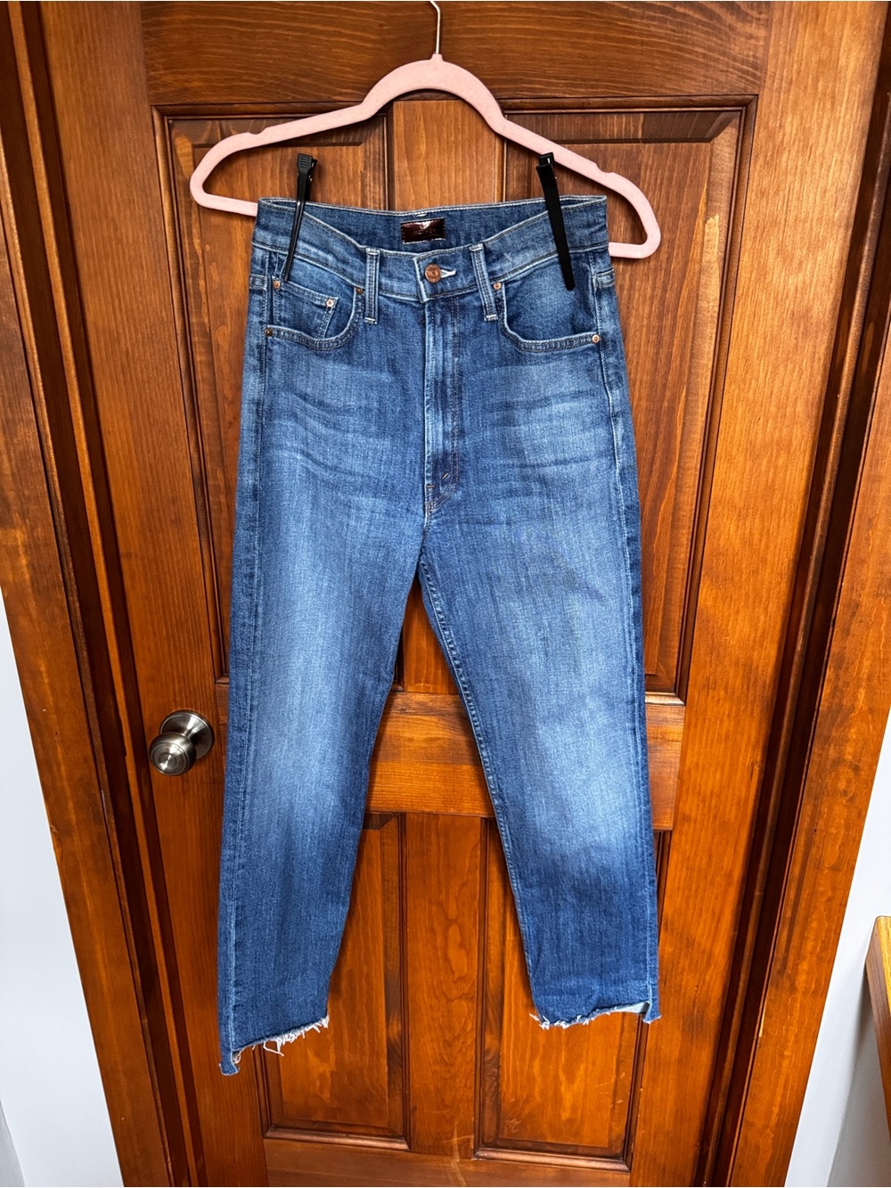 MOTHER High Waisted Rider Ankle Step Fray  Crop Jeans - Blue - Picture 2 of 11